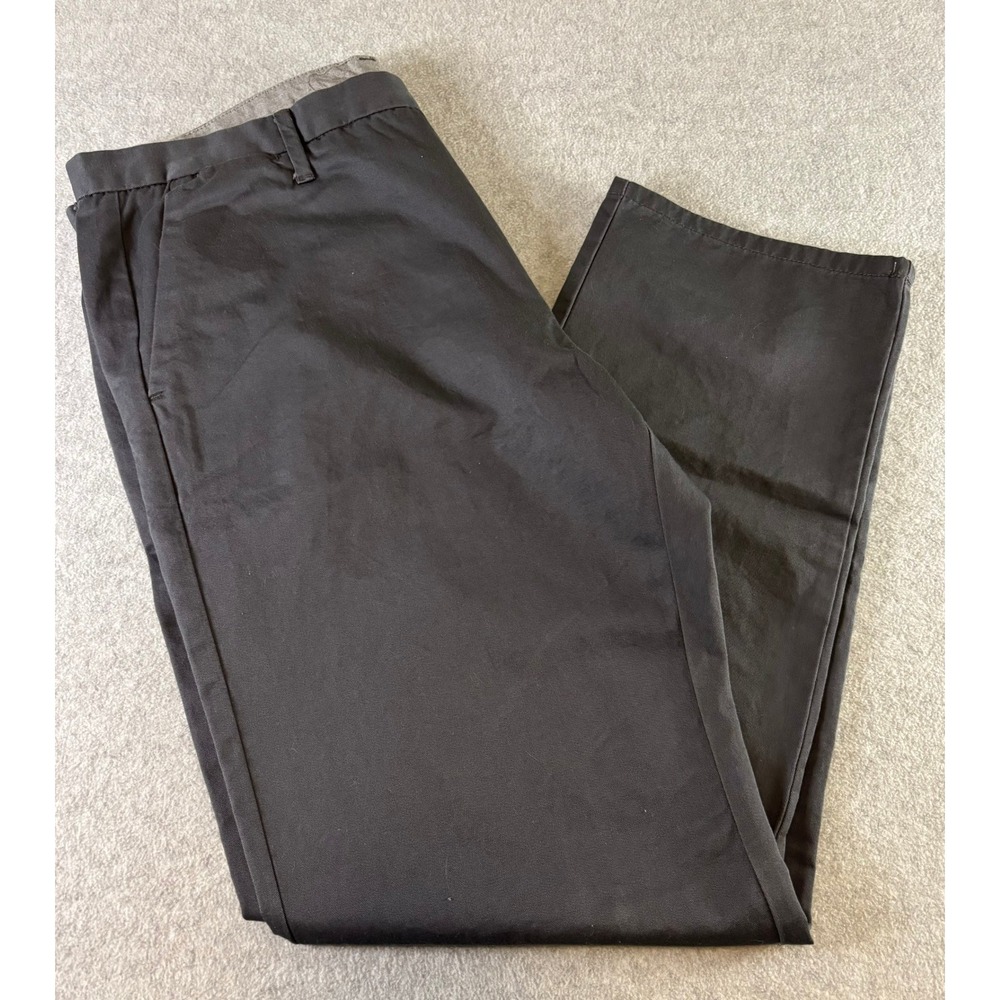Calvin Klein Mens 38x30 Dark Gray Chino Flat Front Fitted Dress Casual Trouser - Picture 3 of 10